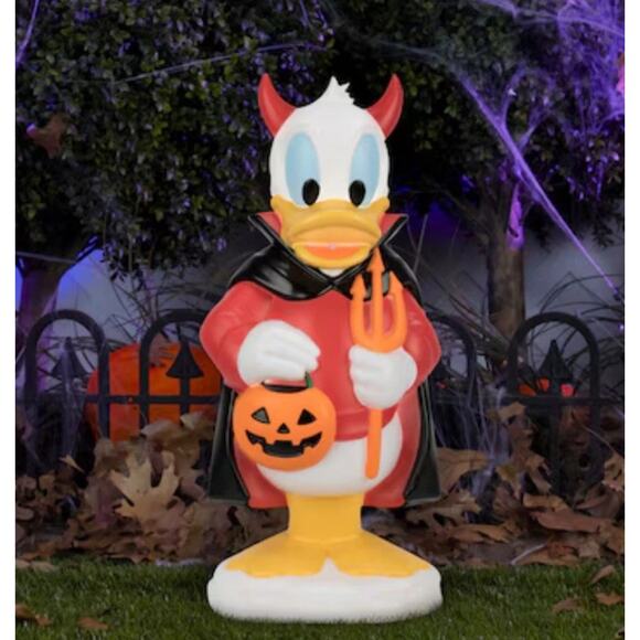 24” Tall DISNEY DONALD DUCK IN DEVIL SUIT BLOW MOLD HALLOWEEN LIGHTED DECOR - Picture 1 of 5